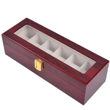 

6 Slot Jewelry Cosmetics Storage Box Holder Watch Display Case Organizer