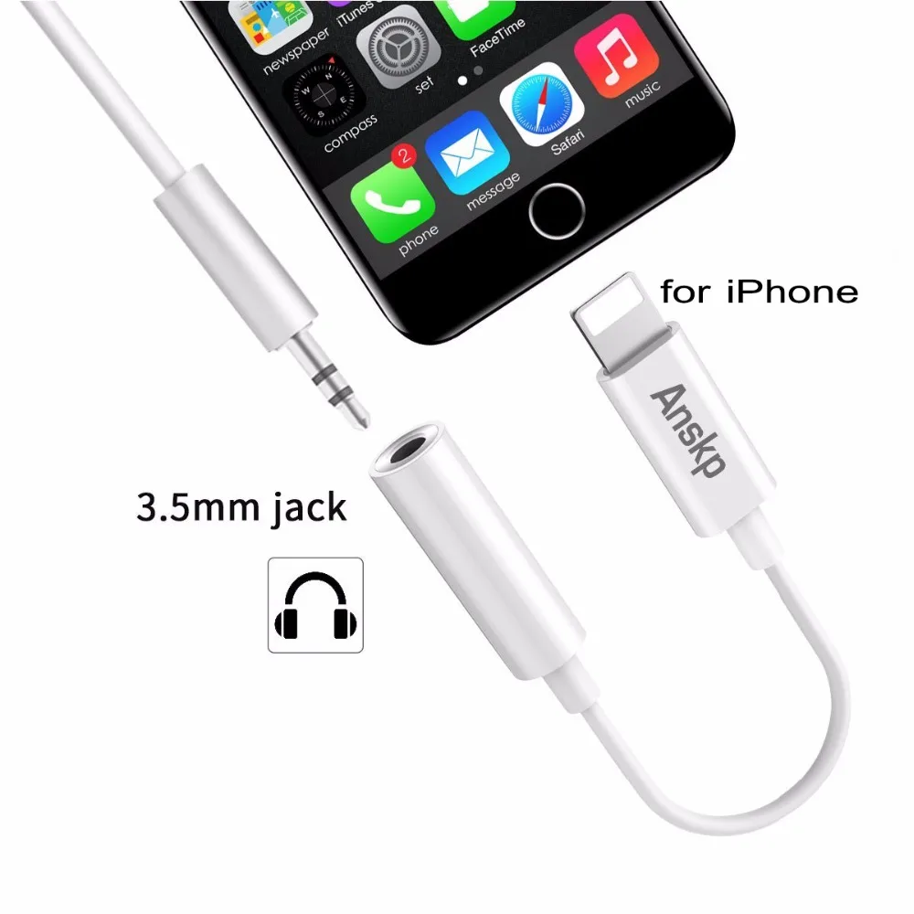 Anskp Headphone Audio Adapter Cable for iPhone 7 7 Plus Headphone 3.5mm