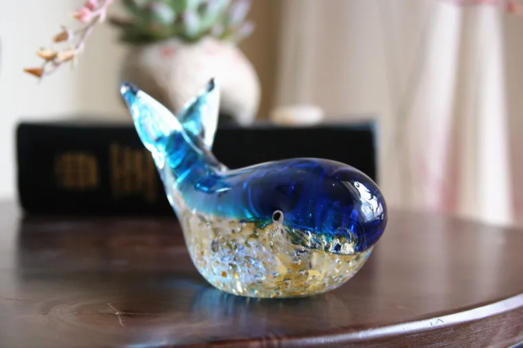 Классический ручной работы стеклянный КИТ настольное украшение креативное искусство светящаяся модель рыбы изысканный подарок