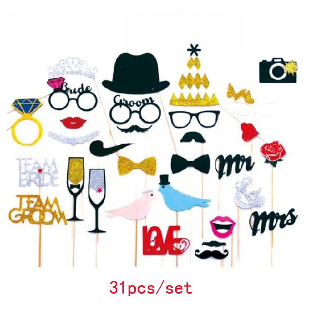

Bride Groom Photo Booth Props DIY Mr Mrs Photobooth Props Photo Accessories Wedding Event Party Supplies Fun Wedding Decoration
