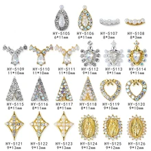 10 шт./лот, 3d дизайн ногтей украшения из сплава с AB боковые стразы, бриллианты, украшения на ногти салонные принадлежности