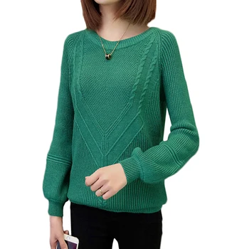 

Autumn Pullover Knit Sweater Women 2018 New Solid Color Loose Long-sleeved O-neck Bottom Shirt Female Jumper Sweater Tops AA326