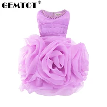 Gemtotkids/платье г. новое летнее платье принцессы платье без рукавов с круглым вырезом и бисером для девочек свадебное платье с цветочным узором для девочек