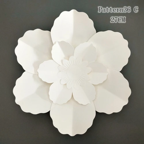 FFS белые 3D Искусственные бумажные цветочные розетки трехмерные Свадебные украшения для стен - Цвет: Pattern36 C 27CM
