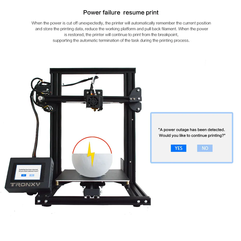 TRONXY 3D XY-2 3d принтер обновленная сборка пластина повторное отключение питания печать 3d Принтер Комплект 1,75 мм стекло с датчиком плавления