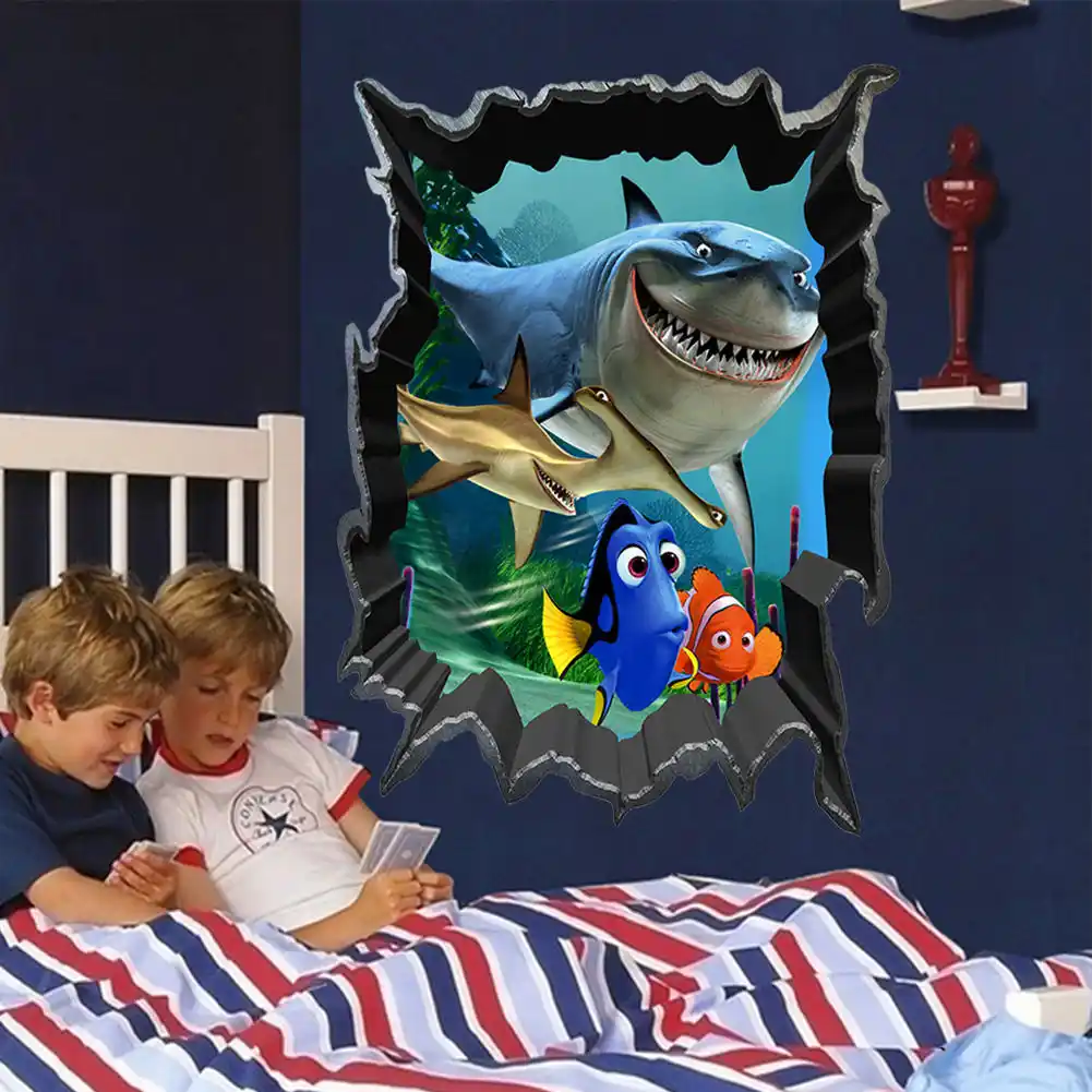 Wonderful Sea World Shark Fish 3d Vinyl Wall Stickers For Kids Room Home Decor Bathroom Decor Stickers For Nursery Sticker For Kids Room Vinyl Wall Stickerswall Stickers For Kids Aliexpress