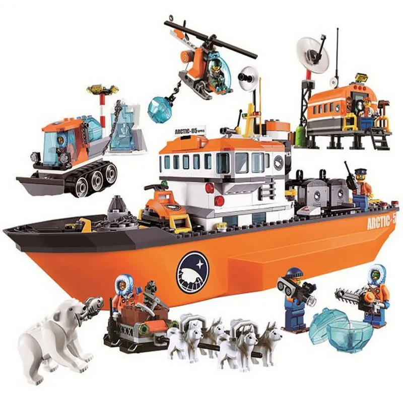 BELA 10443 City Polar Adventure Arctic Ice Breaker Ship Figure Blocks Compatible Legoe Construction Building Toys For Children