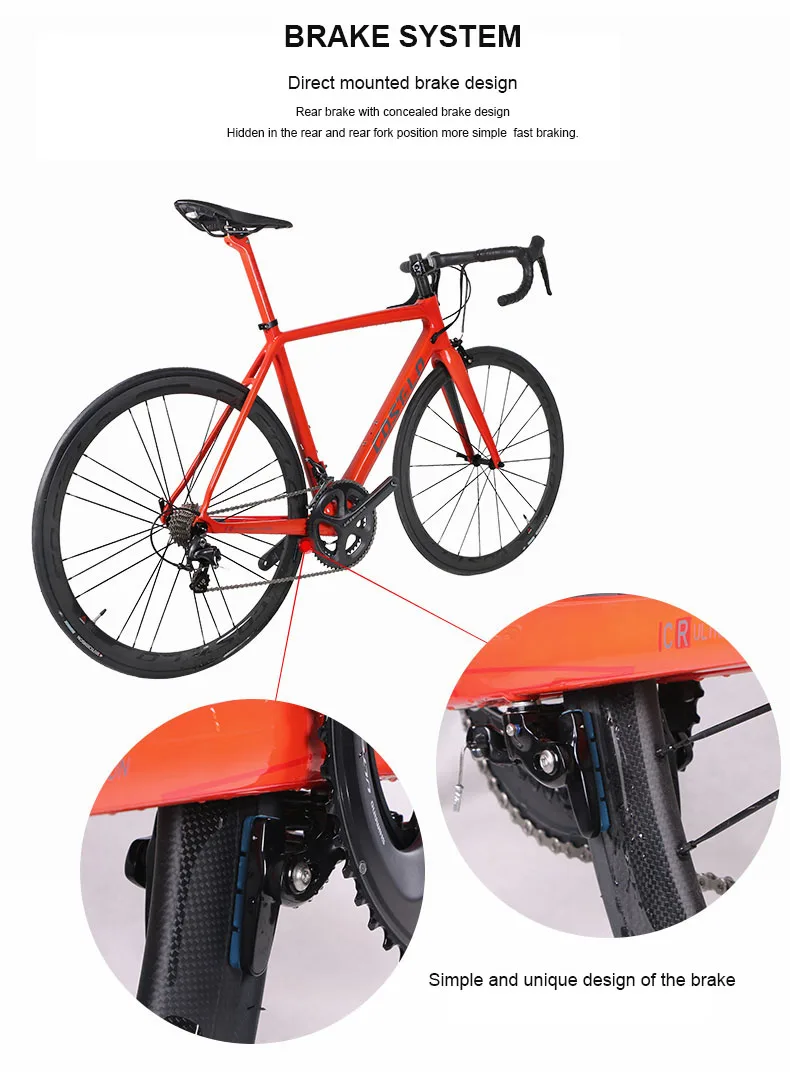 Best 700c Carbon fiber road bicyle Ultra-light carbon frame Carbon fiber rims Temperature control color frame Breaking wind road 8
