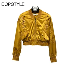 Осень, Женская одноцветная куртка-бомбер с длинными рукавами, спереди, на шнуровке, женская, многоцветная, на молнии