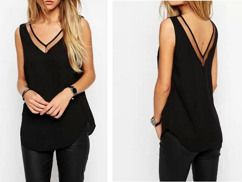 Women Summer Tank Women's V Neck T shirt Vest Tops Casual Polyester