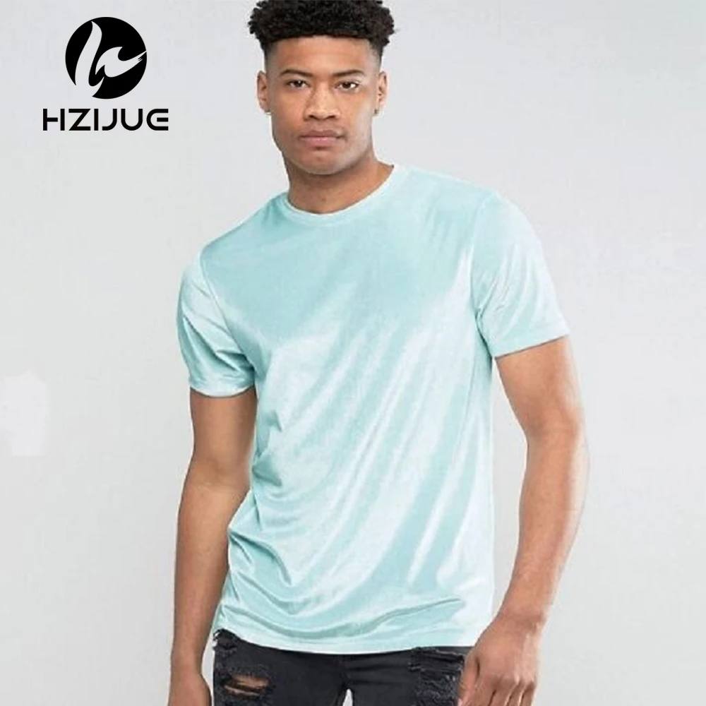 

HZIJUE Hip hop 2018 fashion men short sleeve Summer Men's O-neck velour t shirt Famous stars style t-shirt men 10 colors S-XXL