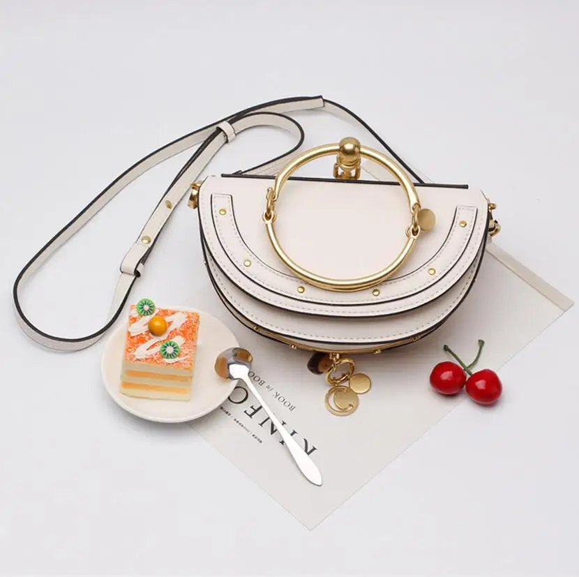 Классические кольца annulus женские сумки-мессенджеры роскошные сумки женские сумки дизайнерские женские кожаные сумки через плечо - Цвет: White