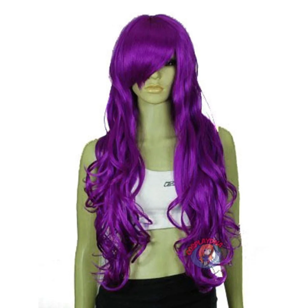 parrucca perruque Purple Wavy Long Cosplay Wig USPS free Shipping to