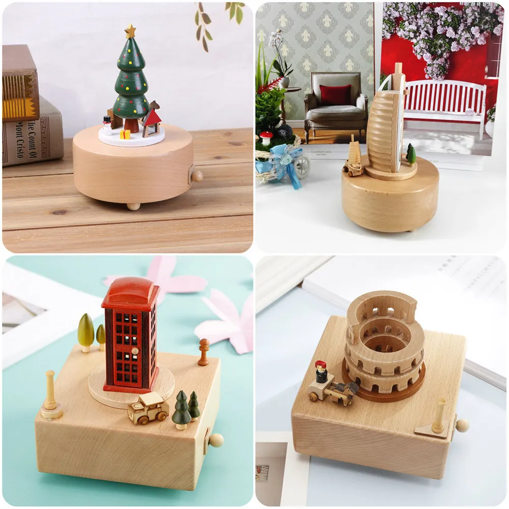 Kawaii Zakka карусель музыкальные коробки деревянная музыкальная шкатулка деревянные