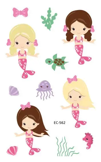 

Waterproof Temporary Tattoo Sticker Mermaid Tortoise Fake Tatoo Tatouage Temporaire Flash Tatto Hand Foot For Girl Kids Children