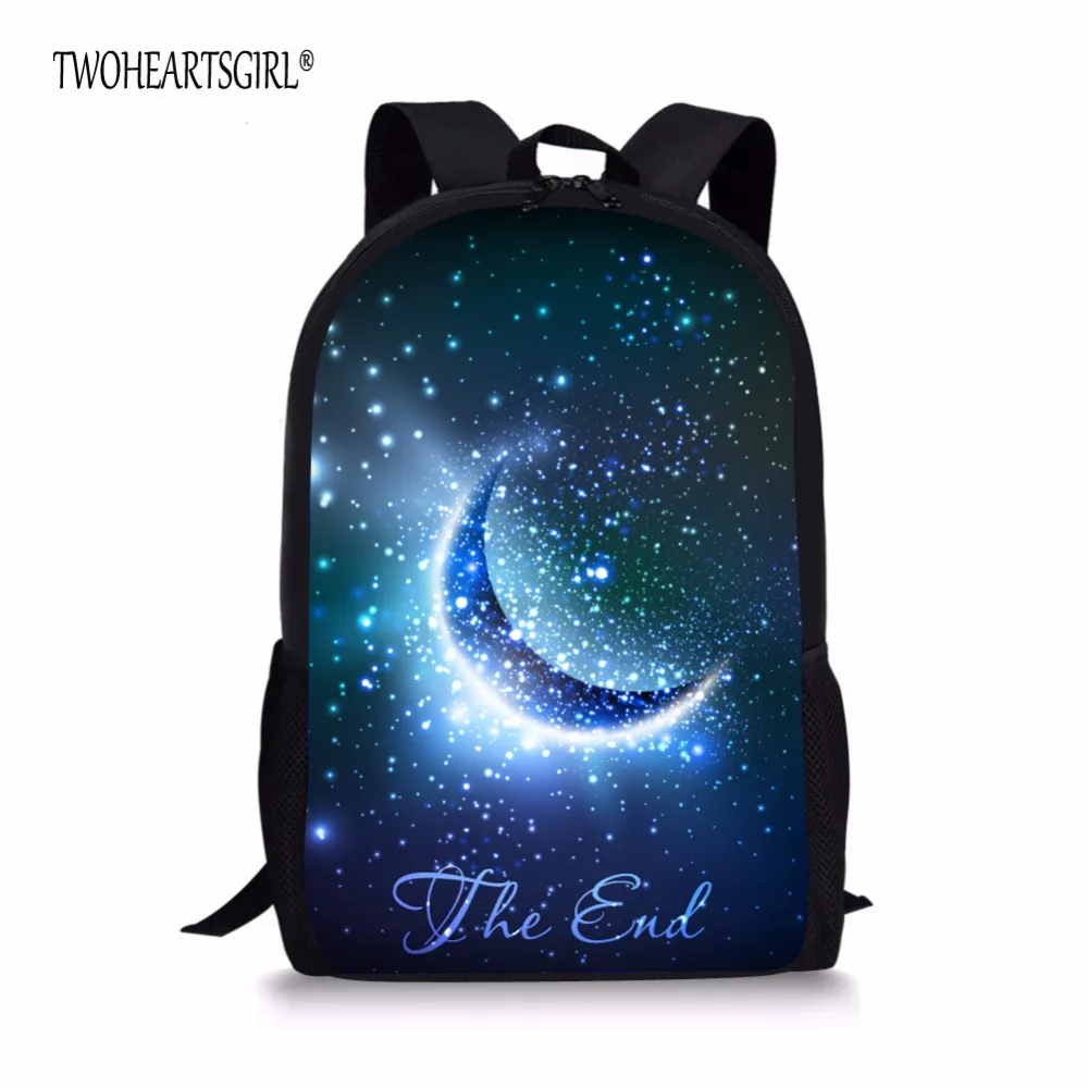 cheap TWOHEARTSGIRL Fancy Moon Galaxy Star School Bags for Teenager Girls Multicolor Children Student Schoolbag Tide Kids Bookbags