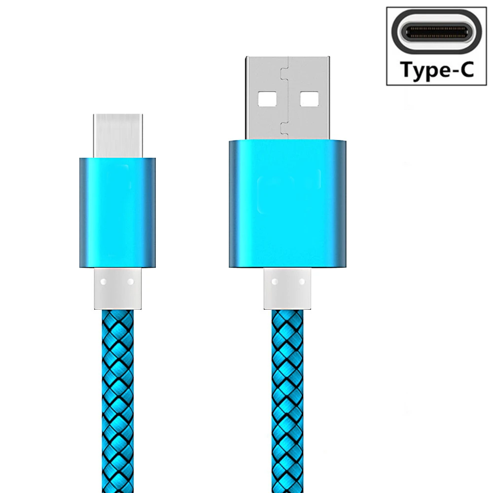 Телефон Батарея Зарядное устройство адаптер 0,25 м/1 м/2 м Тип usb C провод для быстрой зарядки USB-C для Sony Xperia XZ/X L1 компактный/leecoletv Le 2/pro - Цвет: Синий