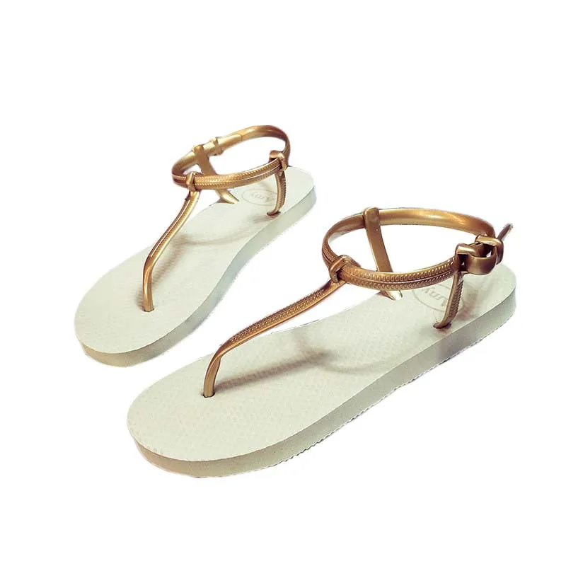 

Summer Roman Slippers Women's Sandals Wedges Anti-slip Flip-Flops PVC Sole Ribbon Strap Sandals and Slippers