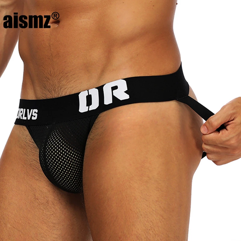 

Aismz 2019 Gay Men Underwear Jockstrap Sexy Tanga Hombre Thong Men String Homme Sexy Cueca Gay Sissy Panties Lingerie Mesh az139
