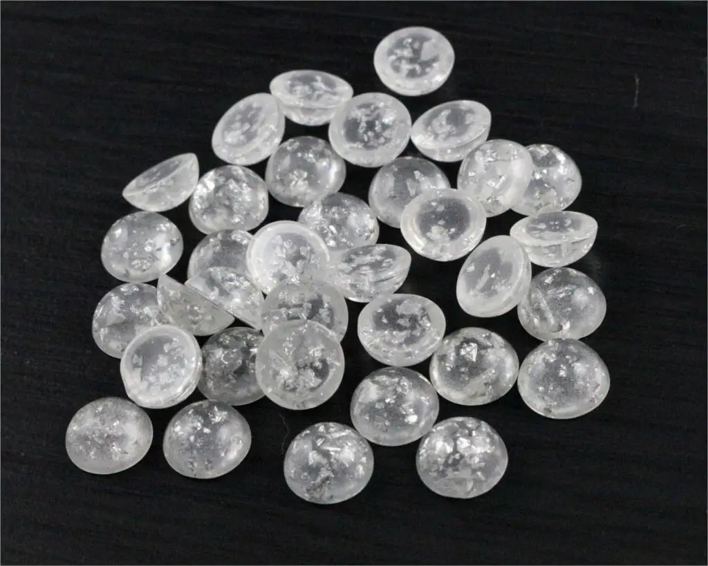

New Fashion 8mm 10mm 40pcs/Lot Transparent Color Built-in Silver metal foil Flat back Resin Cabochons Cameo