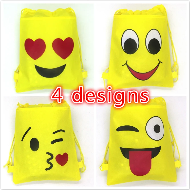 

20pcs/lot 34*27cm emoji string bags baby shower party supplies kids birthday party emoji bags