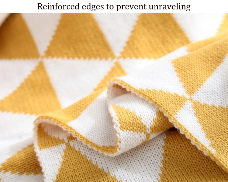 Акриловое мягкое дышащее треугольное стеганое трикотажное одеяло с геометрическим узором, черное/серое/зеленое/желтое одеяло для дивана