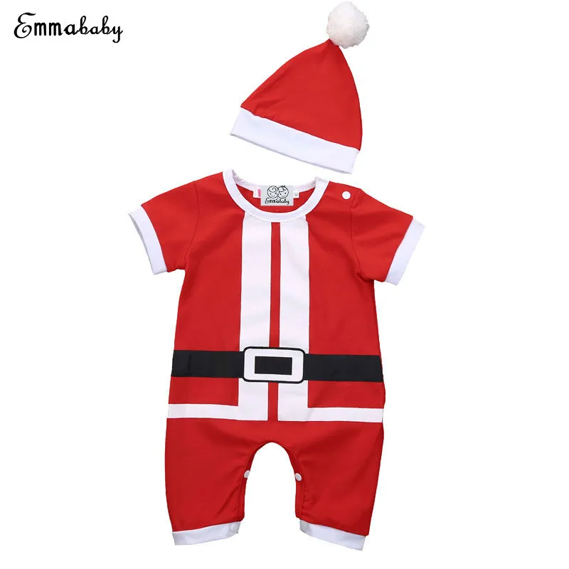 

Emmababy Christmas 0-24M Newborn Baby Girls&BoyS Warm Clothes Set Long Sleeve Santa Costume Outfits Rompers+Red Cap Warm Xmas