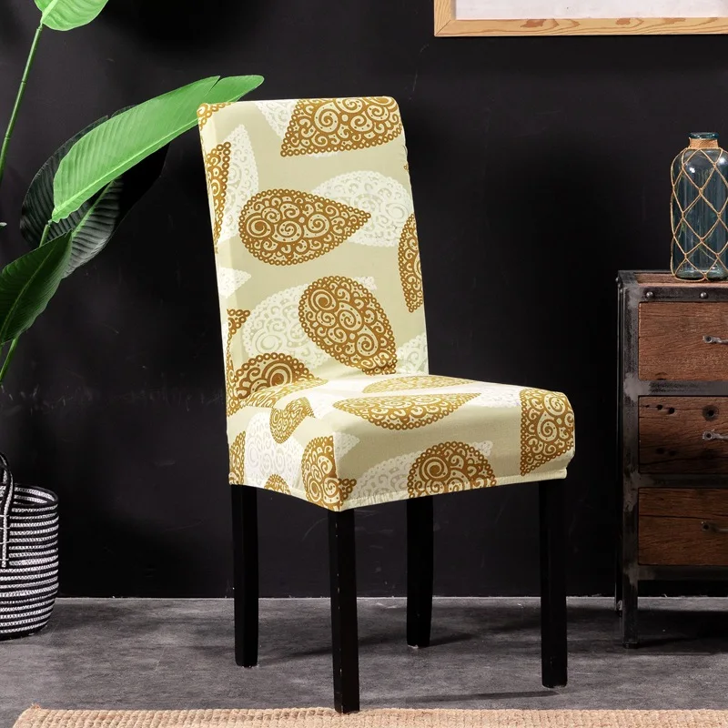 

New Flower Printing Removable Chair Cover Big Elastic Slipcover Modern Kitchen Seat Case Stretch Chair Cover For Banquet