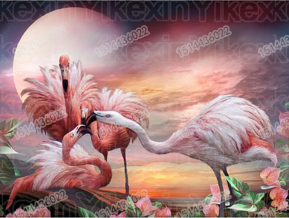 full round drill Diamond painting Cross stitch Beautiful flamingo