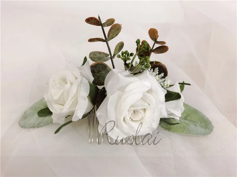 Элегантное цветочное свадебное украшение на голову; белый; розовый гребень для волос в стиле бохо, свадебные аксессуары для волос ручной работы свадебные украшения головной убор HD25