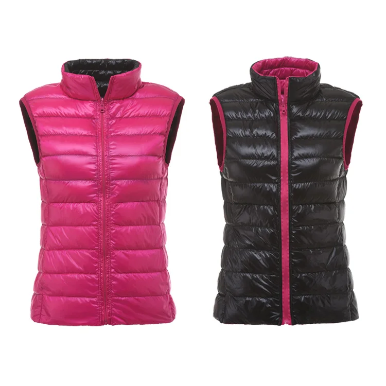 New Women 90% White Duck Down Vest Women's Ultra Light Duck Down Vest Jacket Autumn Winter Stand Collar Sleeveless Coat D187