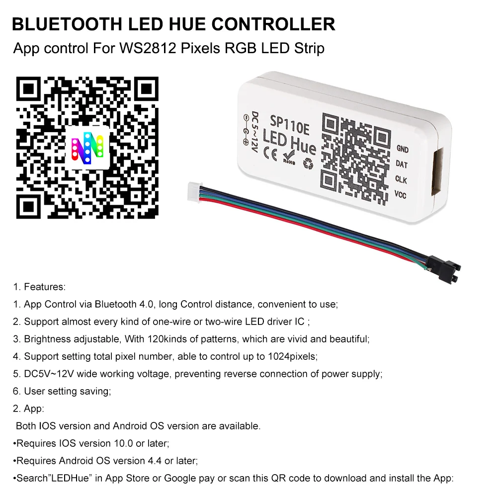 USB светодиодная полоса освещения Bluetooth контроллер Мечта Цвет 5 в WS2812B 5050 RGB