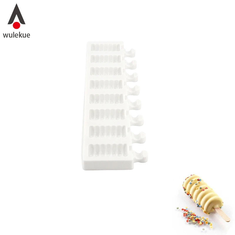 

Wulekue 1Set 8 Cavity Silicone Ice Cream Mold Baking Tools For Cakes Chocolate Dessert With 40PCS Sticks Bakeware Accessories