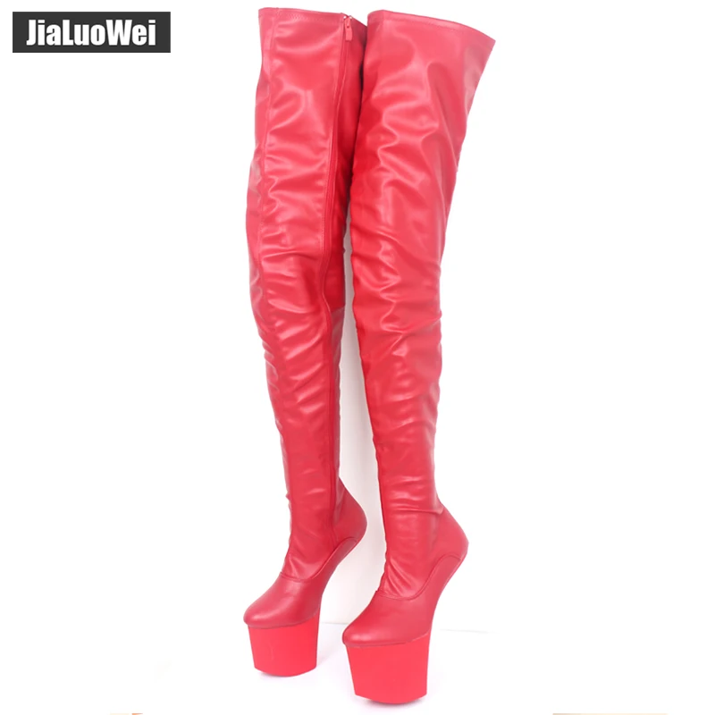 jialuowei Women boots 20CM Super High Heel Heelless Sexy Fetish Female Over-Knee Boots NO-Heel New Design platform Unisex Boots