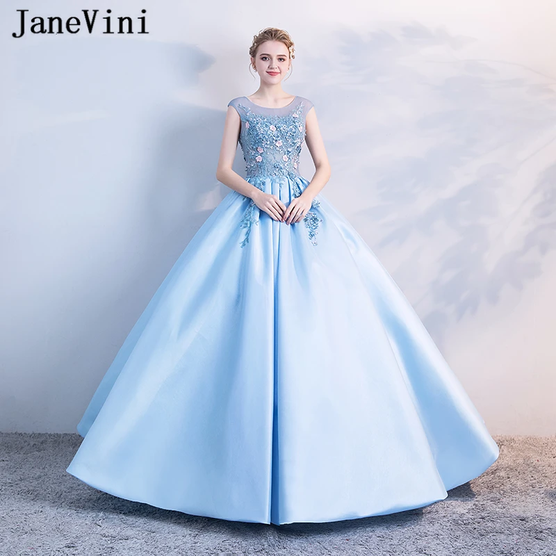 sky blue satin dress