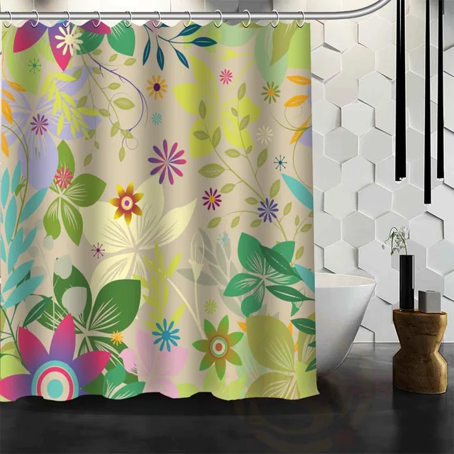 Best Nice Custom Flower Background Shower Curtain Bath Curtain