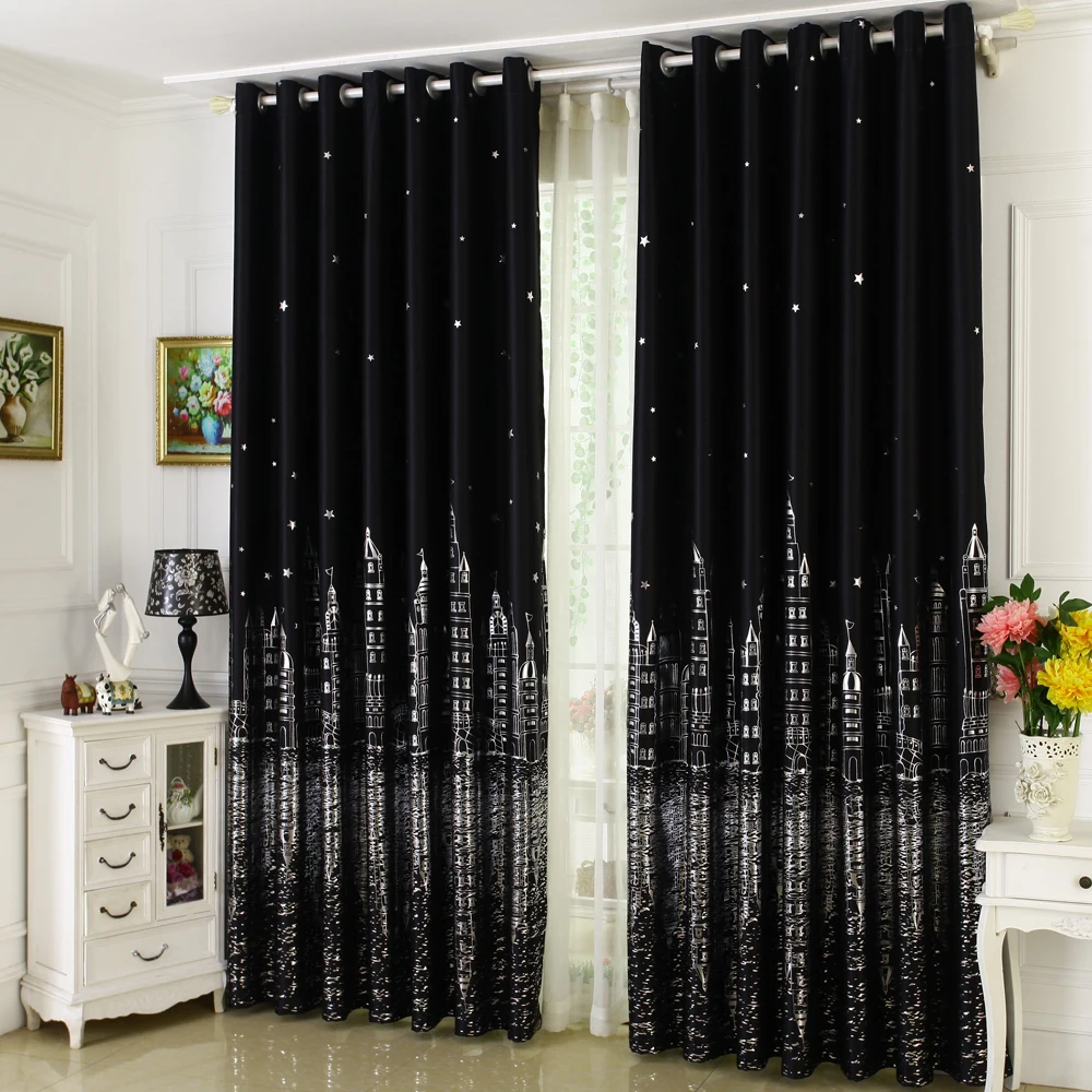 Cortinas opacas gruesas de tela de sombra de estrella de Castillo de plata Mediterránea para sala de estar Panel de tratamiento de ventana de dormitorio Cortinas opacas gruesas de tela de sombra de estrella de Castillo de plata Mediterránea para sala de estar Panel de tratamiento de ventana de dormitorio