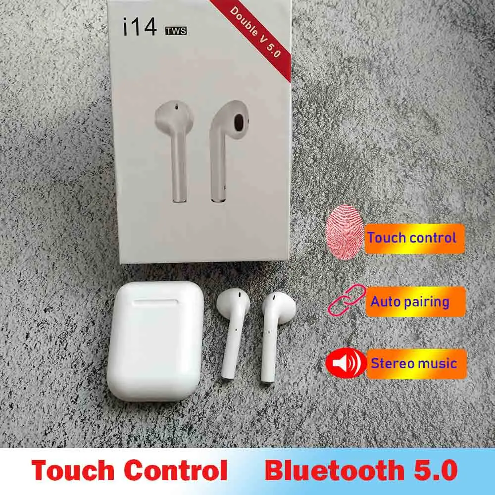 

i14 TWS Touch control Mini Wireless Bluetooth 5.0 earphones headset pk i10 i11 i20 i7s tws Earbuds for IOS Smart Phone