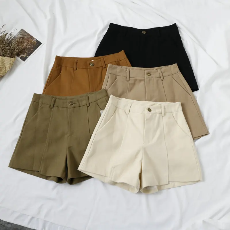 

High Waist Shorts Woman Casual Vintage Harajuku Sexy Solid Shorts Feminino Women Korean Spring Clothing Black