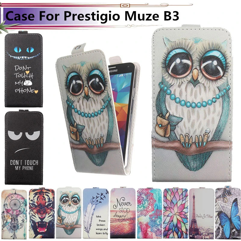 

Fashion 11 Colors Cartoon Pattern Up and Down Flip PU Leather Case For Prestigio Muze B3