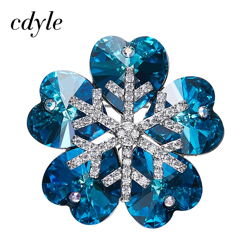 

Cdyle Embellished with crystals from Swarovski Brooch For Women Fashion Jewelry Elegant Chic Blue Purple Snowflake Christmas