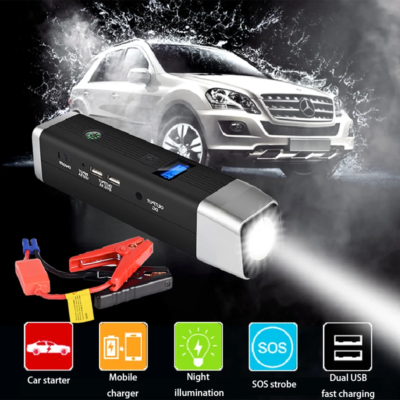 

Peak Current Portable Car Jump Starter Starting Power Bank Auto Battery Portable Pack Booster Mobile Phone Charging