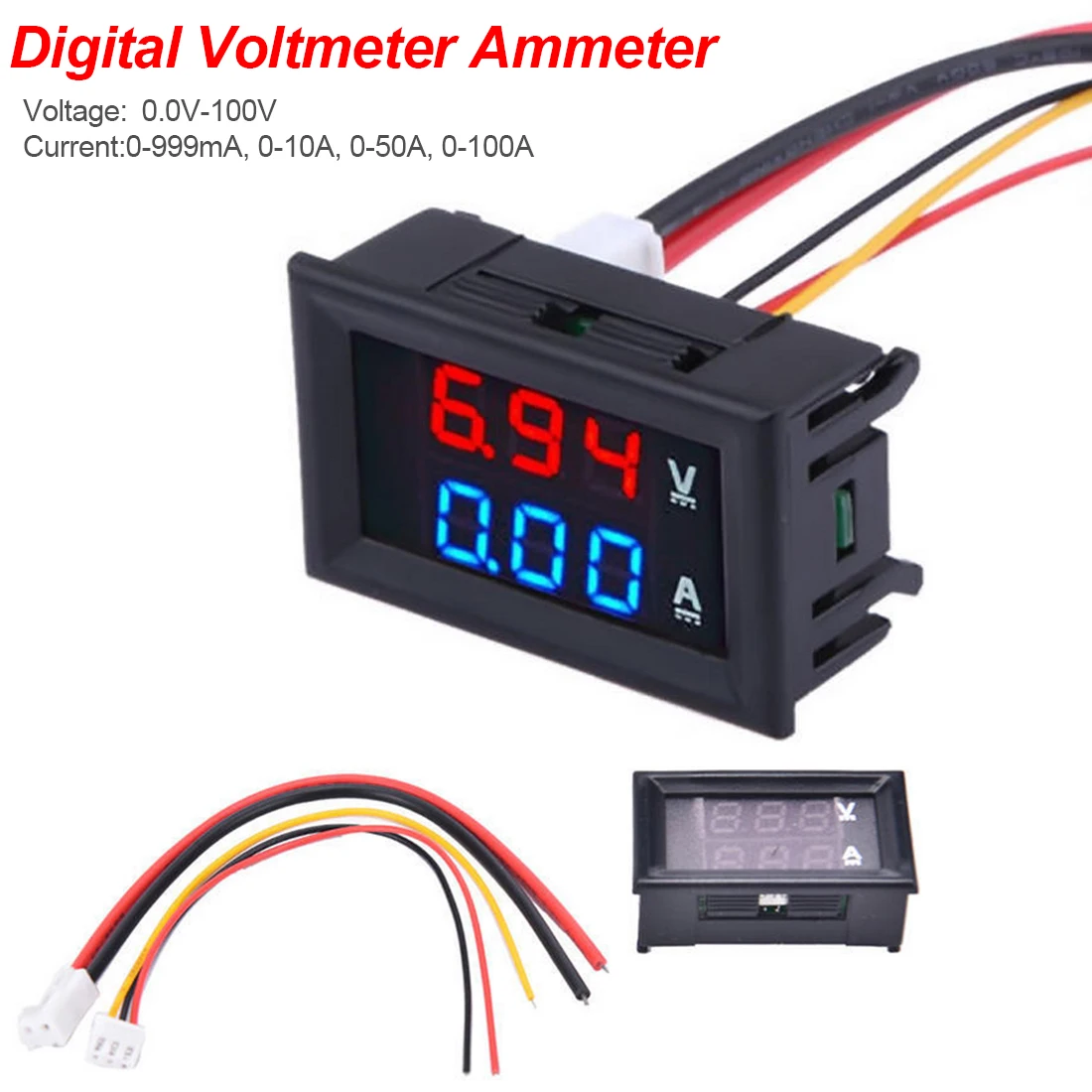 

DC 100V 10A Voltmeter Ammeter Blue + Red LED Amp Dual Digital Volt Meter Gauge Voltage Current Meter