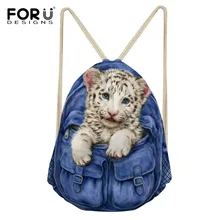 FORUDESIGNS/женская сумка на шнурке 3D кошка сумки с узором для хранения ткань полиэстер сумка для мальчиков и девочек Повседневная сумка книга с карманом