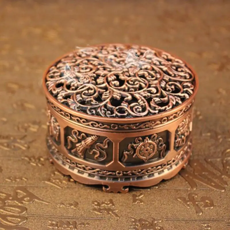 Pаспродажа Цилиндр Форма Ладан горелки бронзовый сплав Ладан горелки сандалового дерева кадило металл ремесло украшения дома