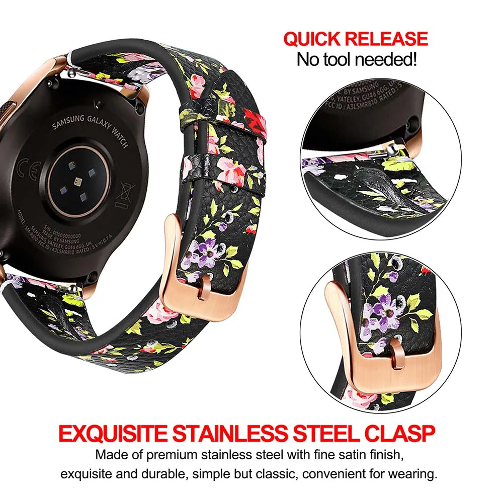Ремешок из натуральной кожи для Samsung Galaxy Watch 42 мм/Active 2 40 мм 44 мм/Gear S2 классический
