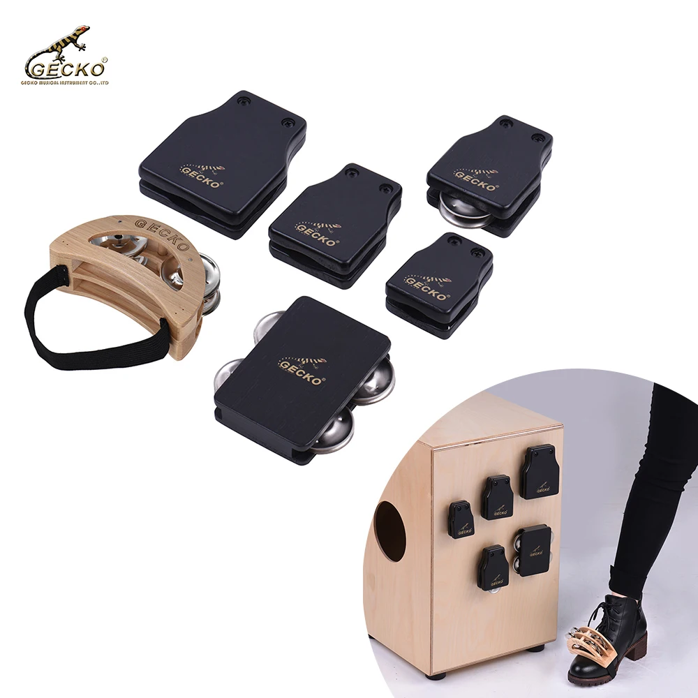 

GECKO GK Series Cajon Box Drum Companions Set Including Castanets Jingle Bells Foot Tambourine Percussion Instruments