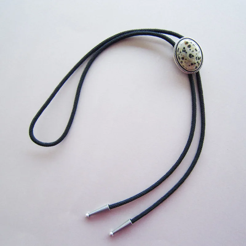 Винтажный посеребренный ручной работы камень с природным пятном Свадебный Овальный Боло галстук BOLOTIE-046