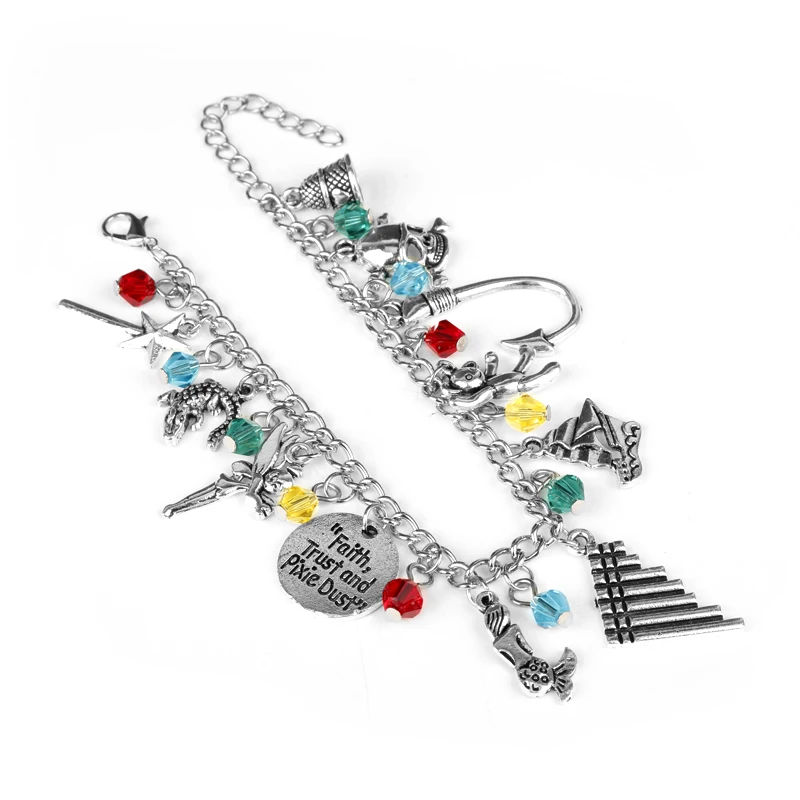 Peter Pan Tinkerbell Charm Bracelet Pirates Of The Caribbean Faith Peter Pan Tinkerbell Charm Bracelet Pirates Of The Caribbean Faith Trust And Pixie Dust Bangle Women Wristband In Bracelets From Jewelry