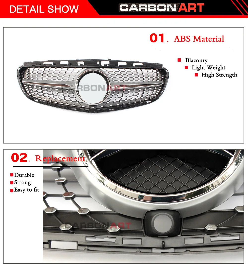 Авто Алмаз Передняя решетка сетки для Mercedes E класс W212 пластик гриль Замена Серебряный цвет без Cam